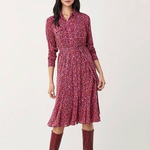DVF Andi Mesh Shirt Dress in Garden Scribble Acai